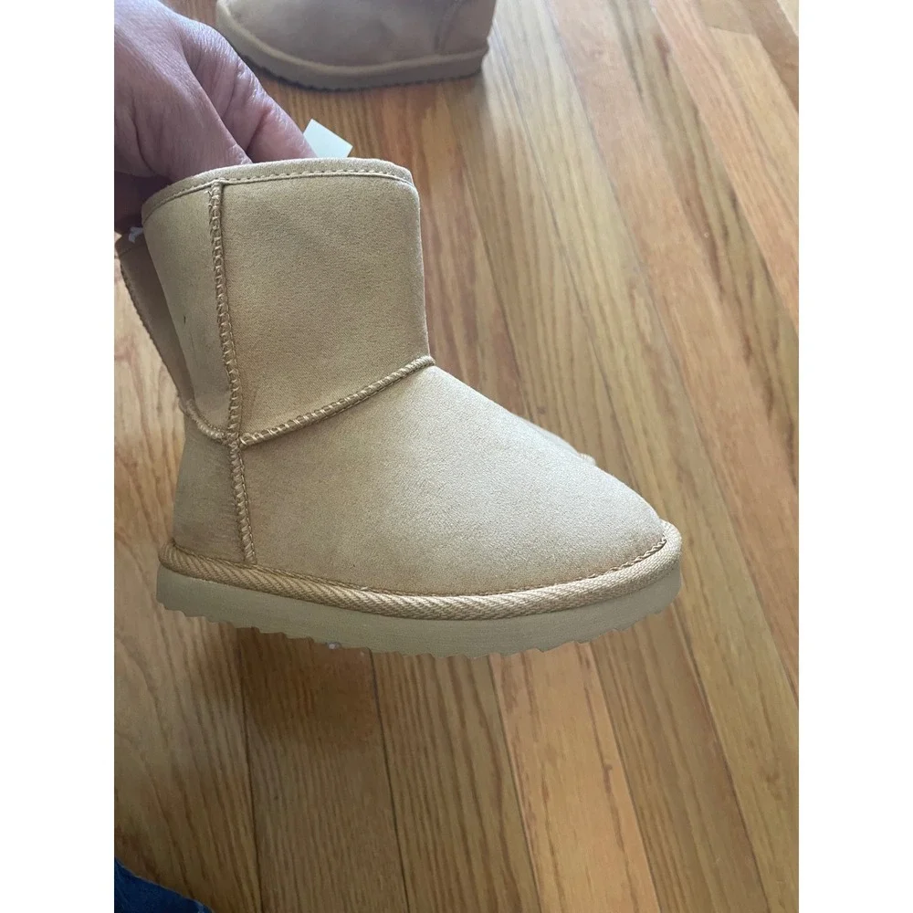 Old Navy Kids Adora Faux Suede Faux Fur Lined Winter Boots Tan US 7 500507-00